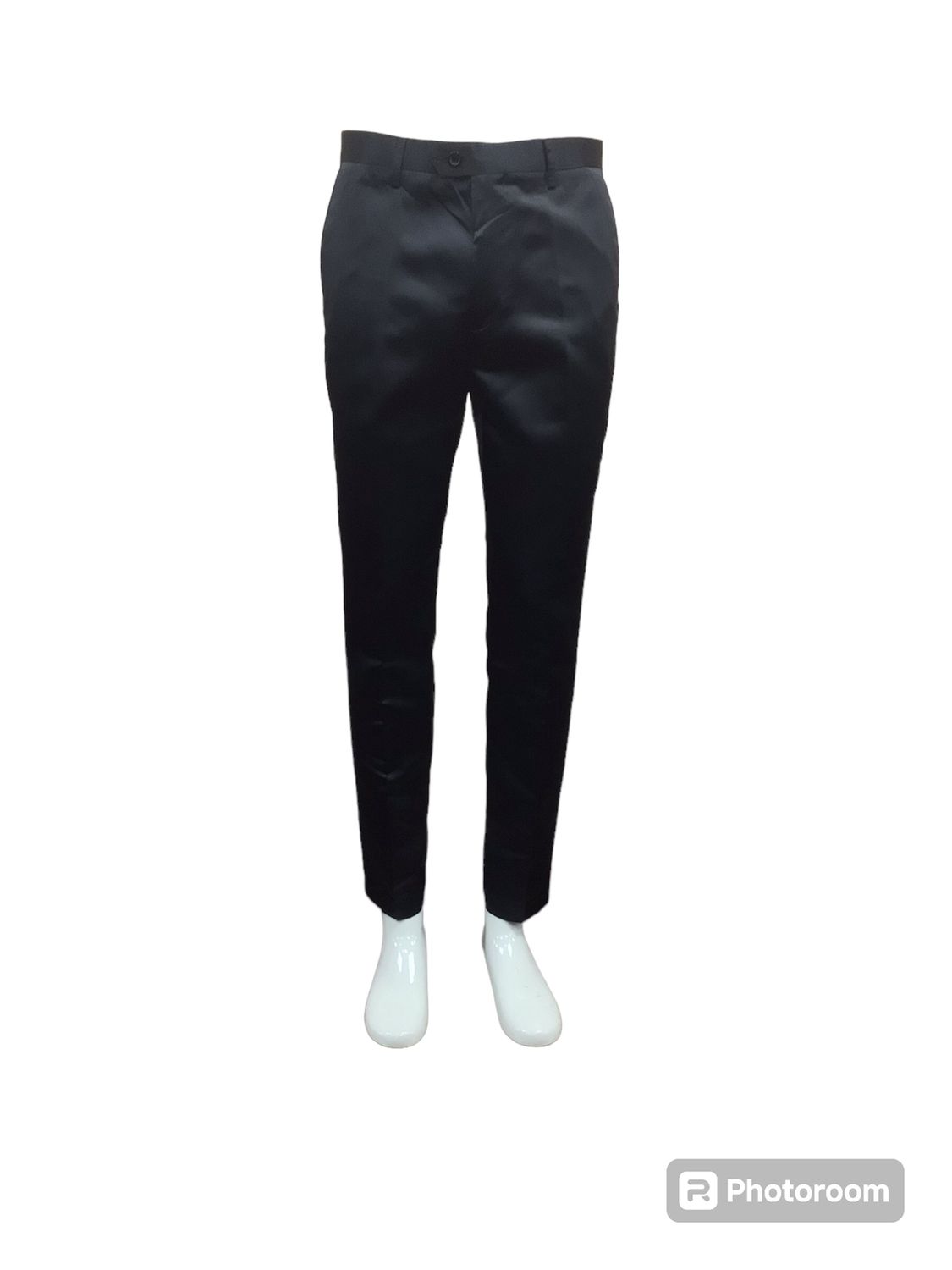 SUSLO MODERN FLAT FRONT SATIN PANTS , Color: BLACK, Size: 36W/30L