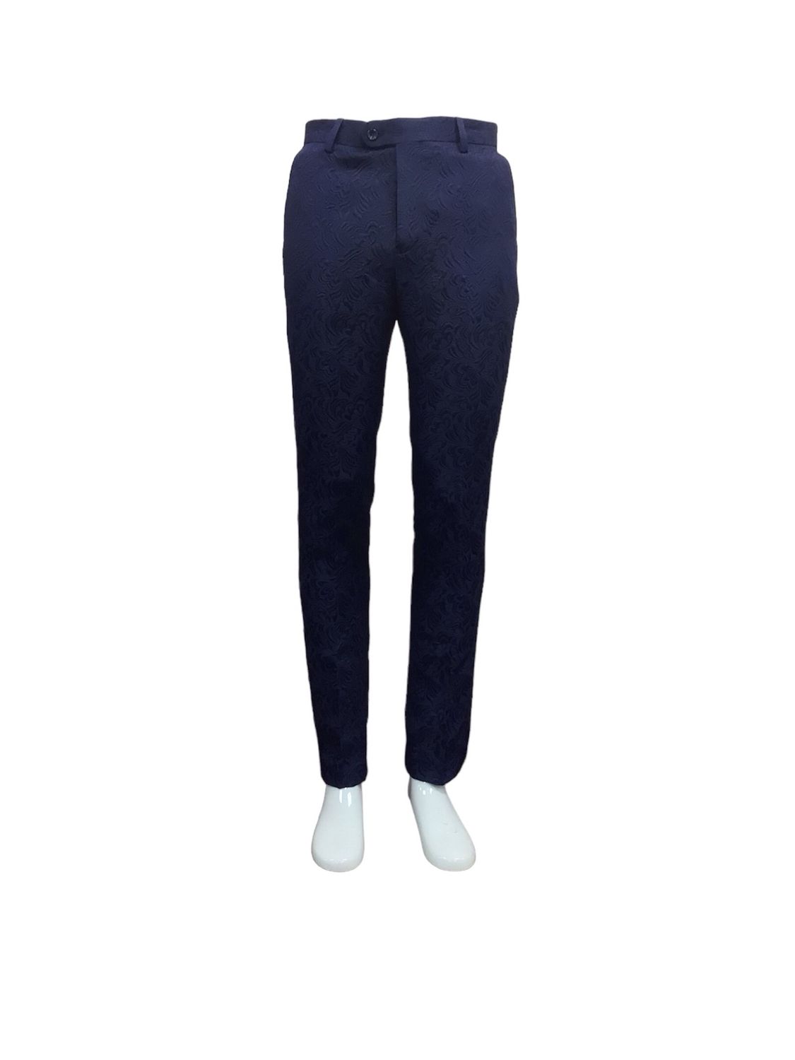 SLIM FIT PANTS WITH FLOWER PATTERN , Color: NAVY, Size: 30W/32L