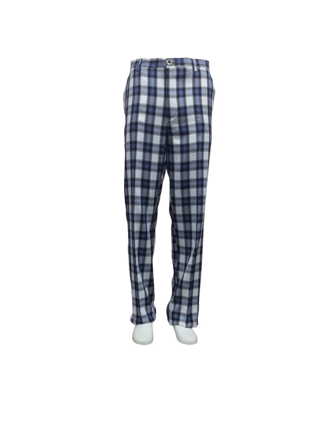 PLAID PANTS/SLACKS , Color: BLUE, Size: 34W