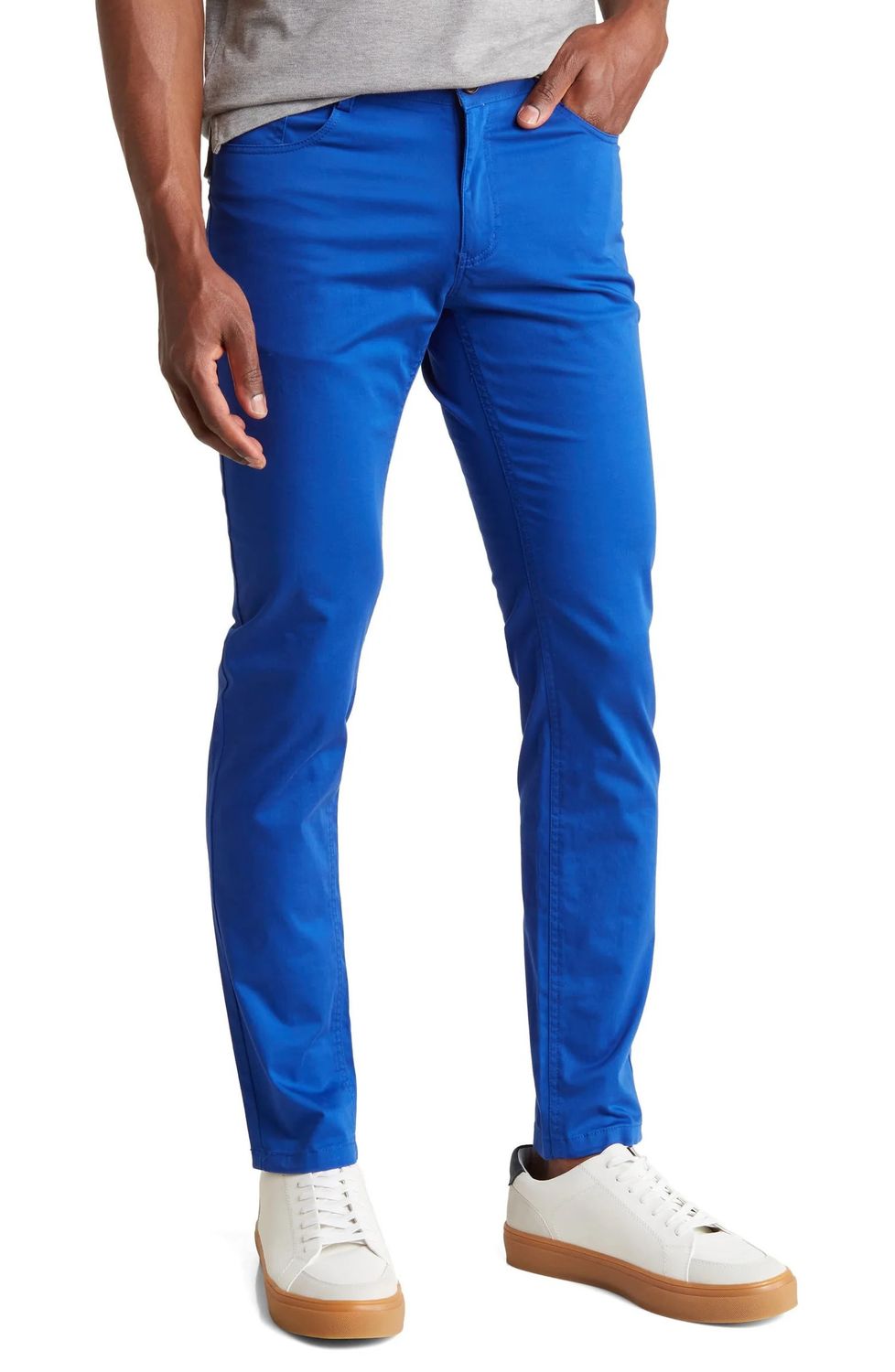 PREMIUM SLIM FIT COTTON PANTS , Color: ROYAL, Size: W32/L32