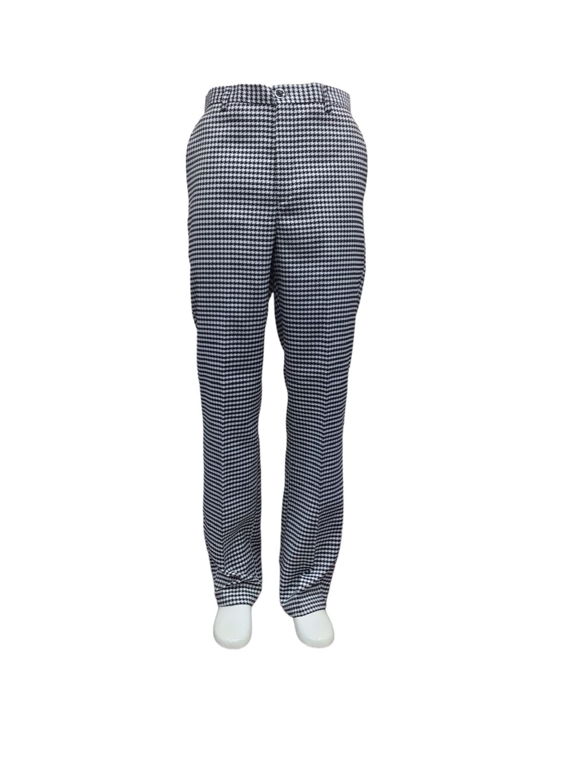 HOUNDSTOOTH PANTS/SLACKS , Color: BLACK, Size: 36W