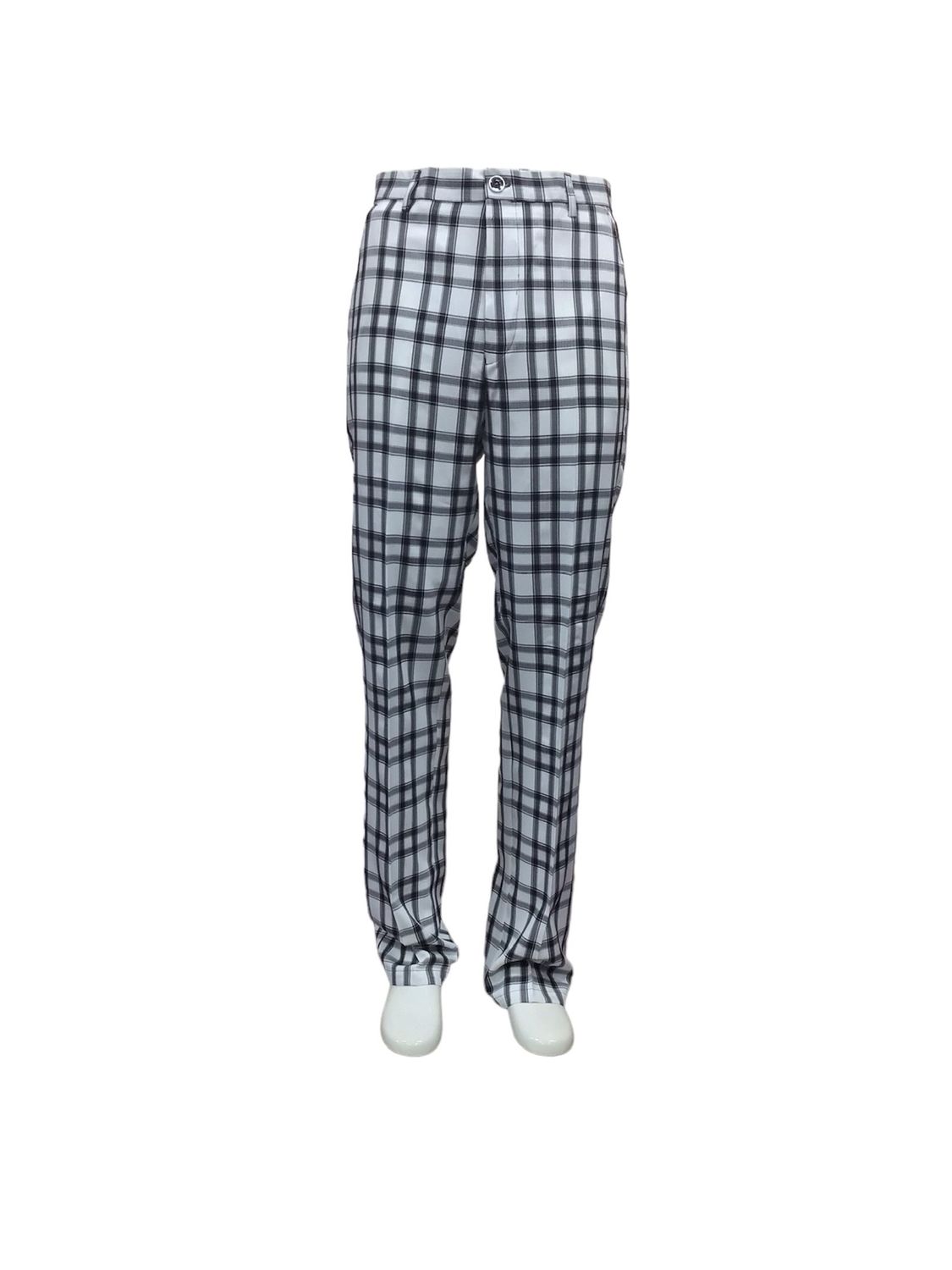 LUXURY PLAID FLAT FRONT PANTS , Color: WHITE, Size: 36W