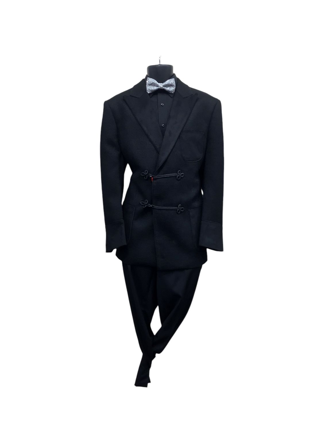 	FANCY SPORT COAT WITH FROG BUTTON &amp; TRIM  , Color: BLACK, Size: L
