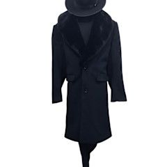 	LONG COAT WITH REMOVABLE TRIM ON COLLAR 