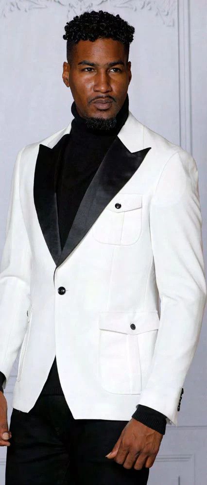 CLASSIC SATIN SHAWL COLLAR SINGLE BUTTON COAT , Color: WHITE, Size: 44R