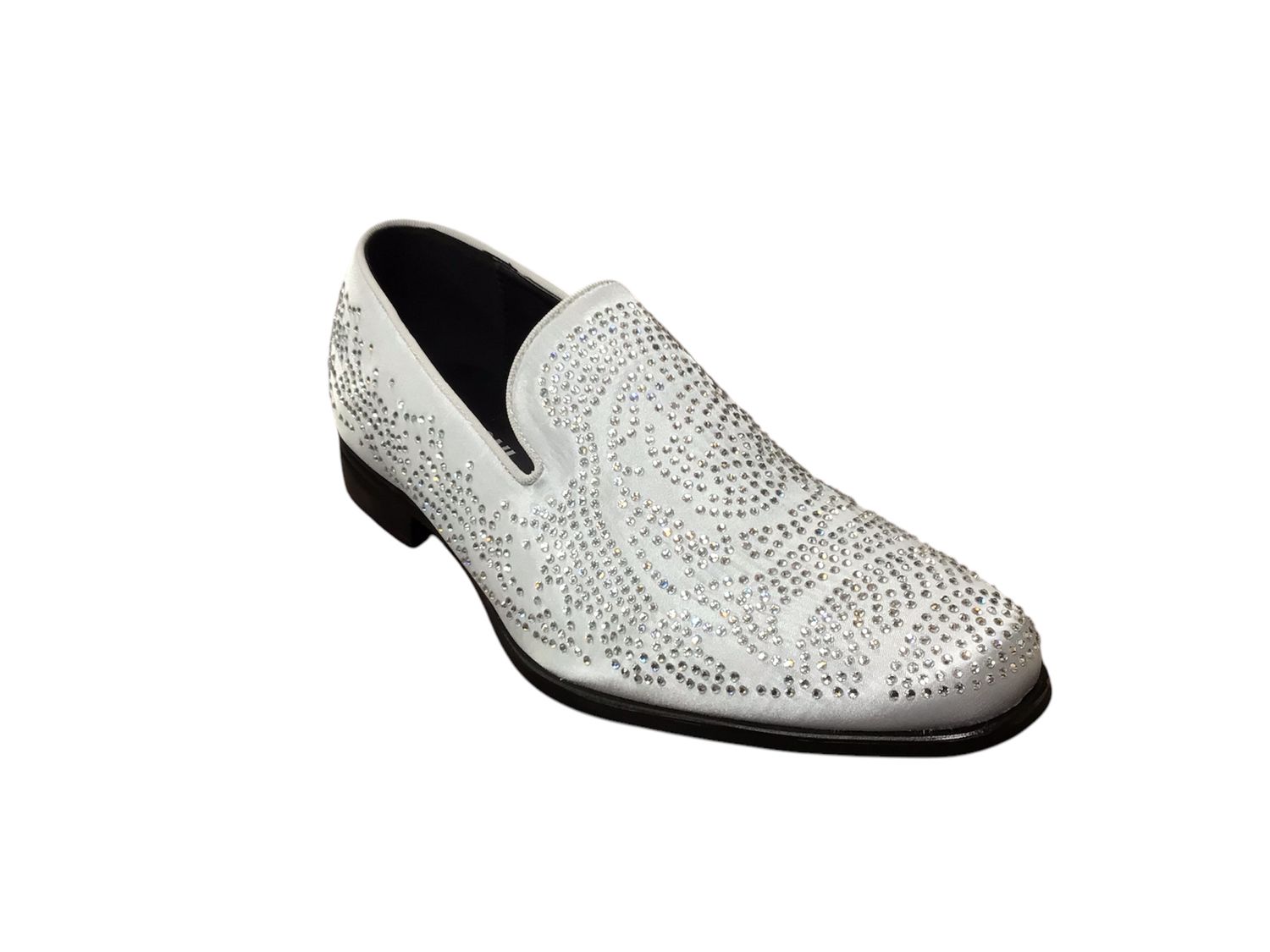 TERRONI SLIP ON DRESS SHOE WITH STUDS , Color: SILVER, Size: 9