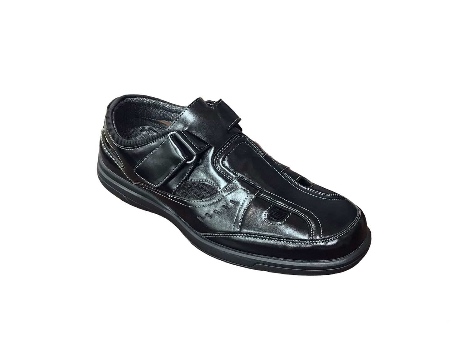 STACY ADAMS SANDAL 25528 , Color: BLACK SMOOTH, Size: 9.5