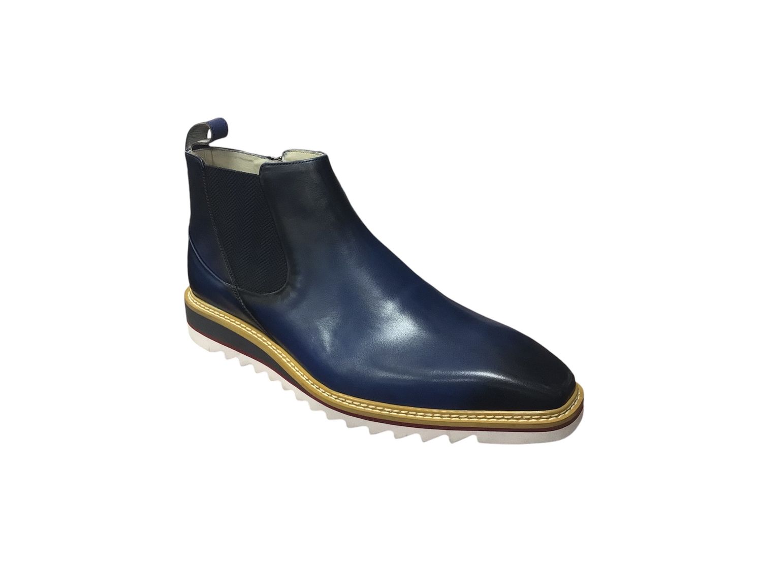 SLIP ON CASUAL BOOT SIDE ZIPPER RUBBER SOLE , Color: BLUE, Size: 8.5