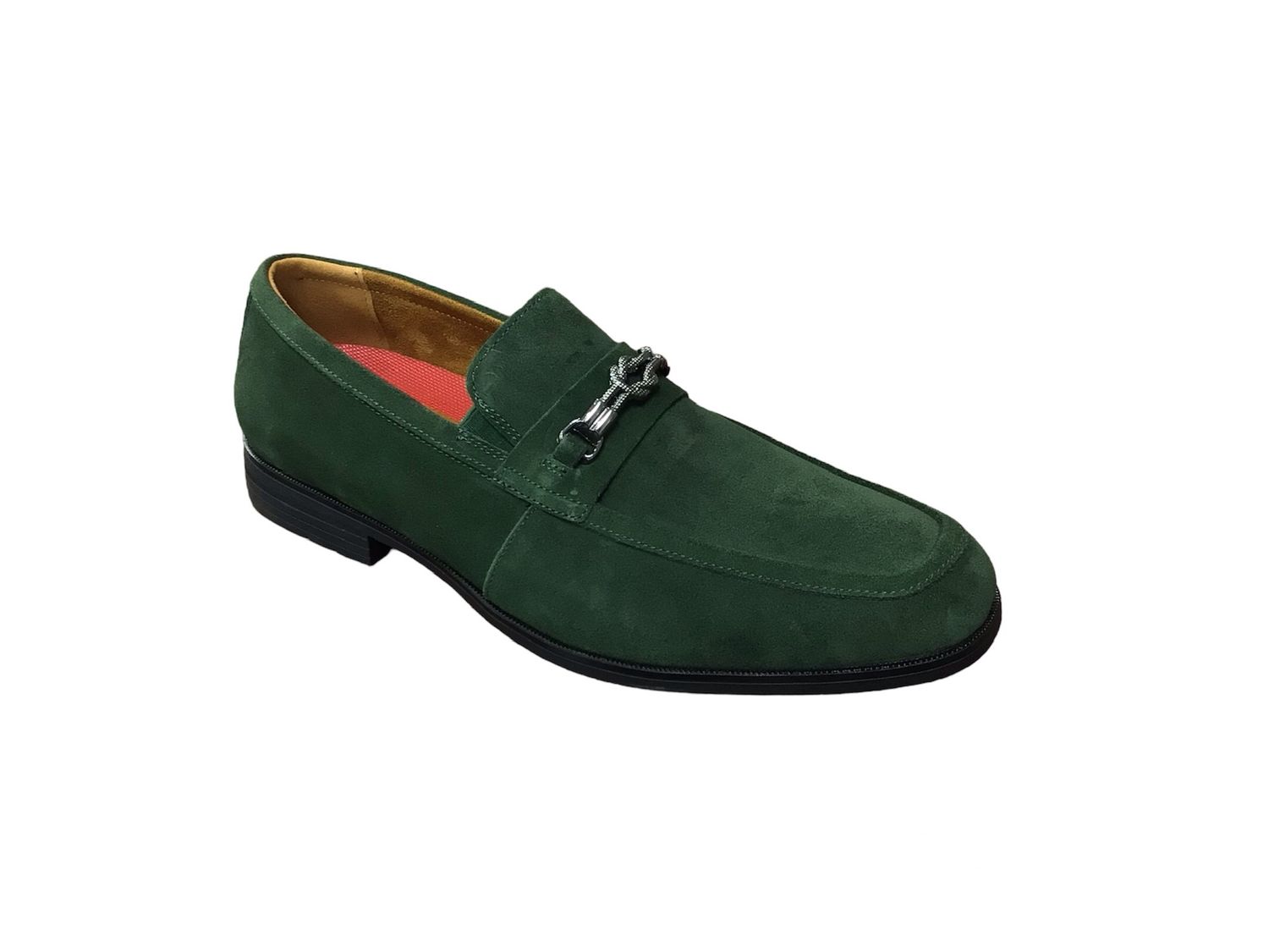 RAVELLE VELVET LOAFER SHOE WITH STRAP , Color: GREEN, Size: 9