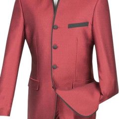 	SLIM FIT BANDED COLLAR SUIT