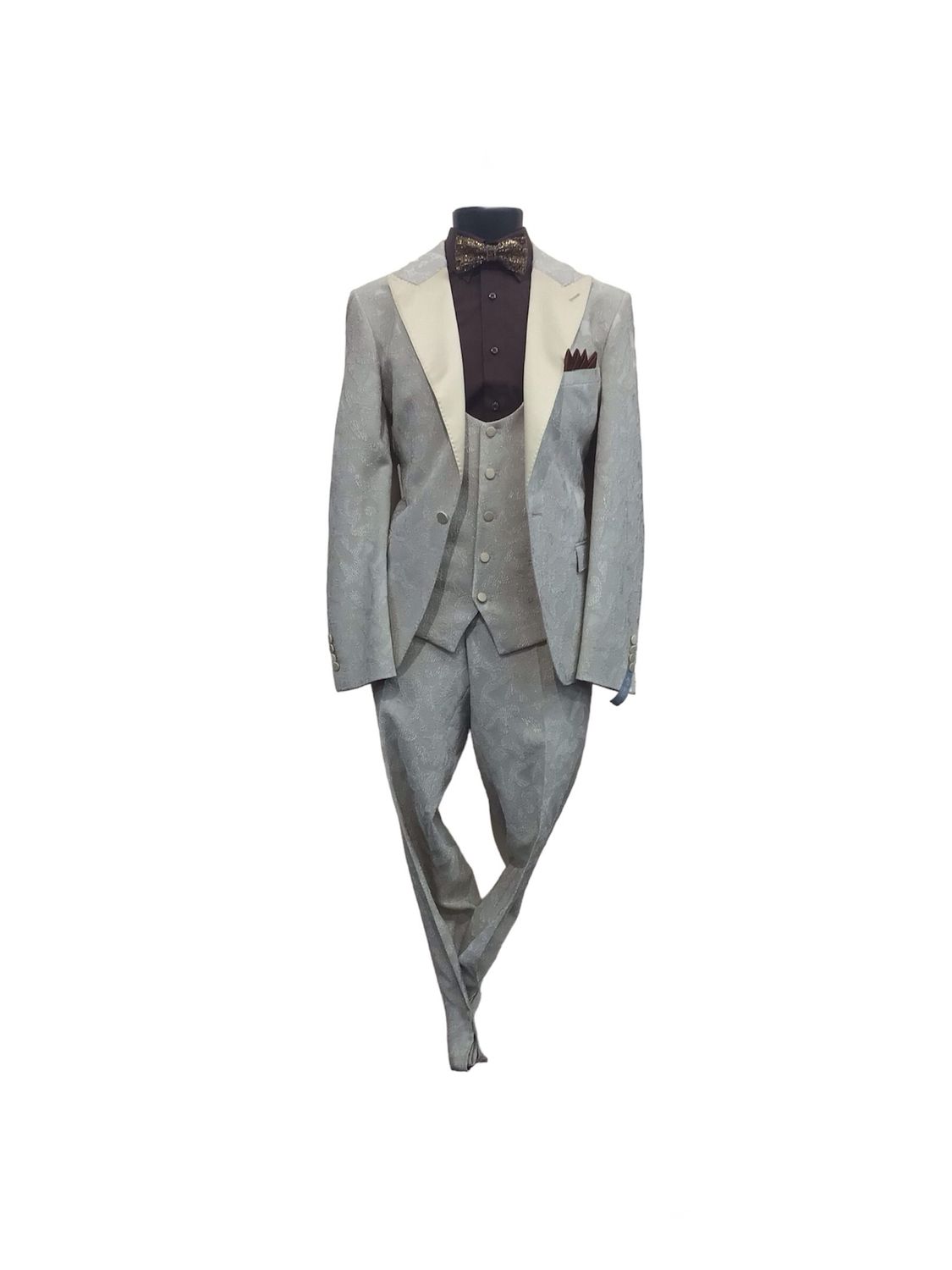 3PC SLIM FIT TUX WITH SHAWL COLLAR , Color: TAN, Size: S