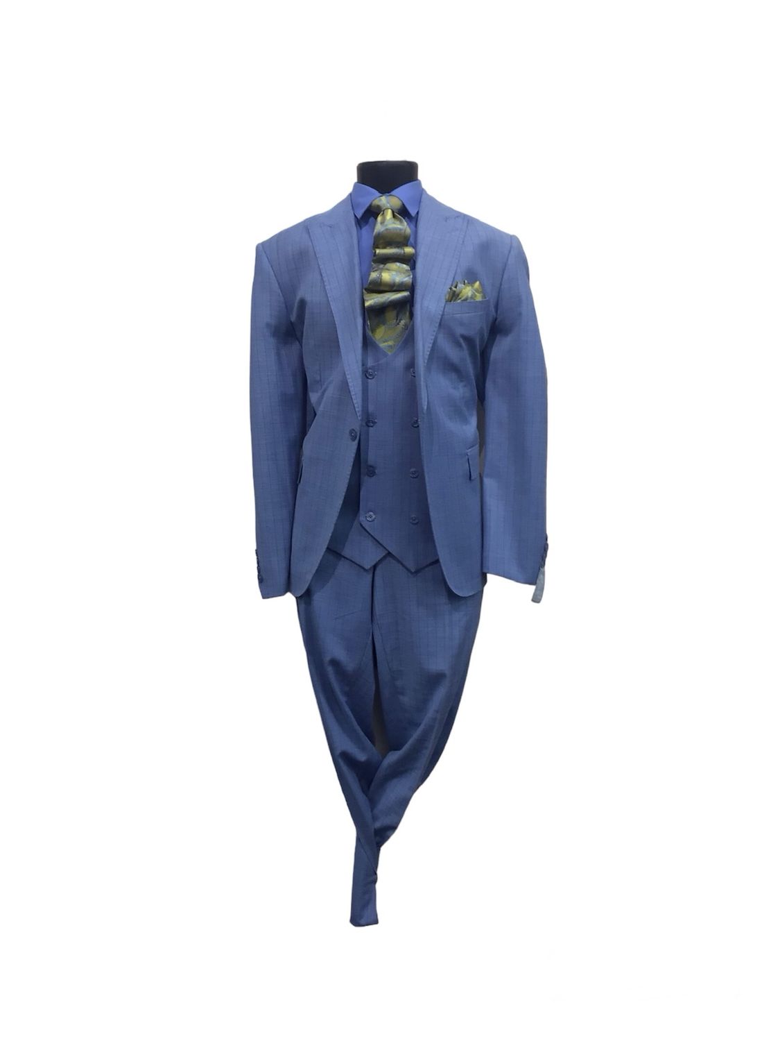 3PC PINSTRIPE SUIT , Color: BLUE, Size: 50R/44W