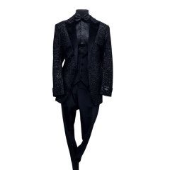 3PC FUZZY SLIM FIT SUEDE SUIT