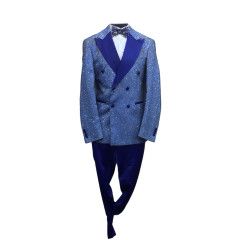 2PC SLIM FIT GLITTERY SHAWL COLLAR LAPEL TUX 