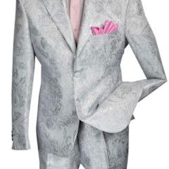 2 PC SONY SILVER TONAL FLORAL SUIT 