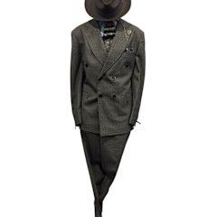 2 PC DOUBLE BREASTED SLIM FIT PLAIDE SUIT 