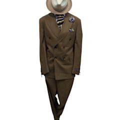 2 PC DOUBLE BREASTED SLIM FIT STRIPE SUIT 