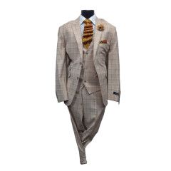 3PC MODERN FIT PLAID WITH REVERSIBLE VEST 