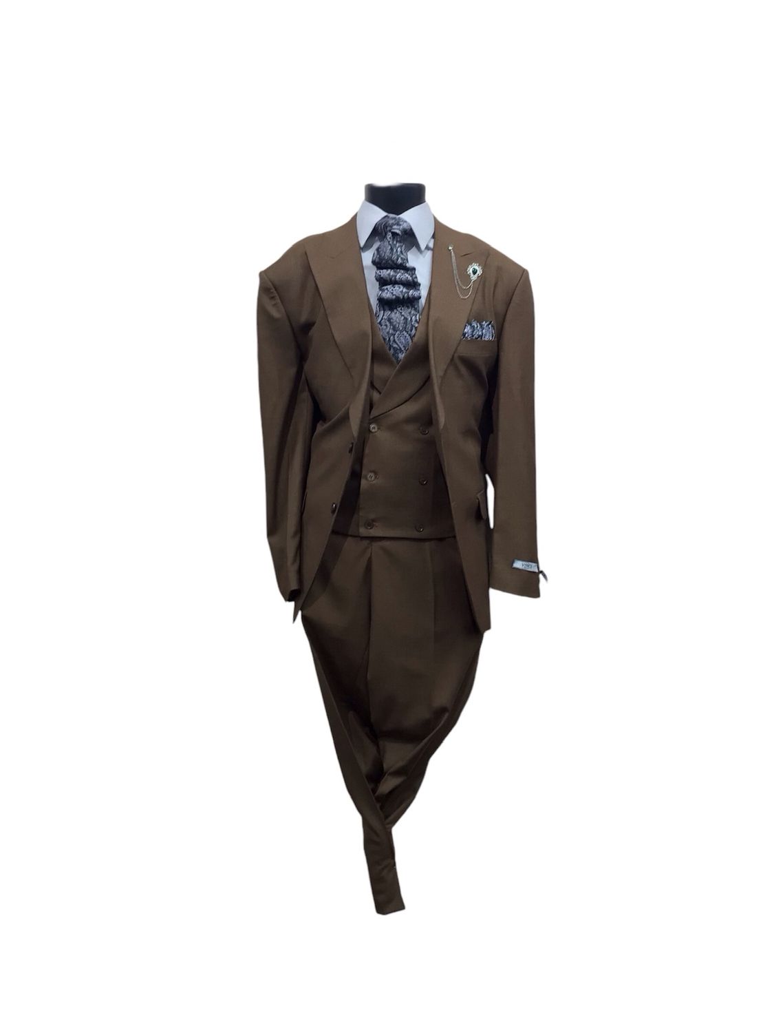 3PC SOLID MODERN FIT SUIT , Color: LIGHT BROWN, Size: 50R/44W