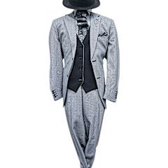 3PC HOUNDSTOOTH SUIT WITH REVERSIBLE VEST 
