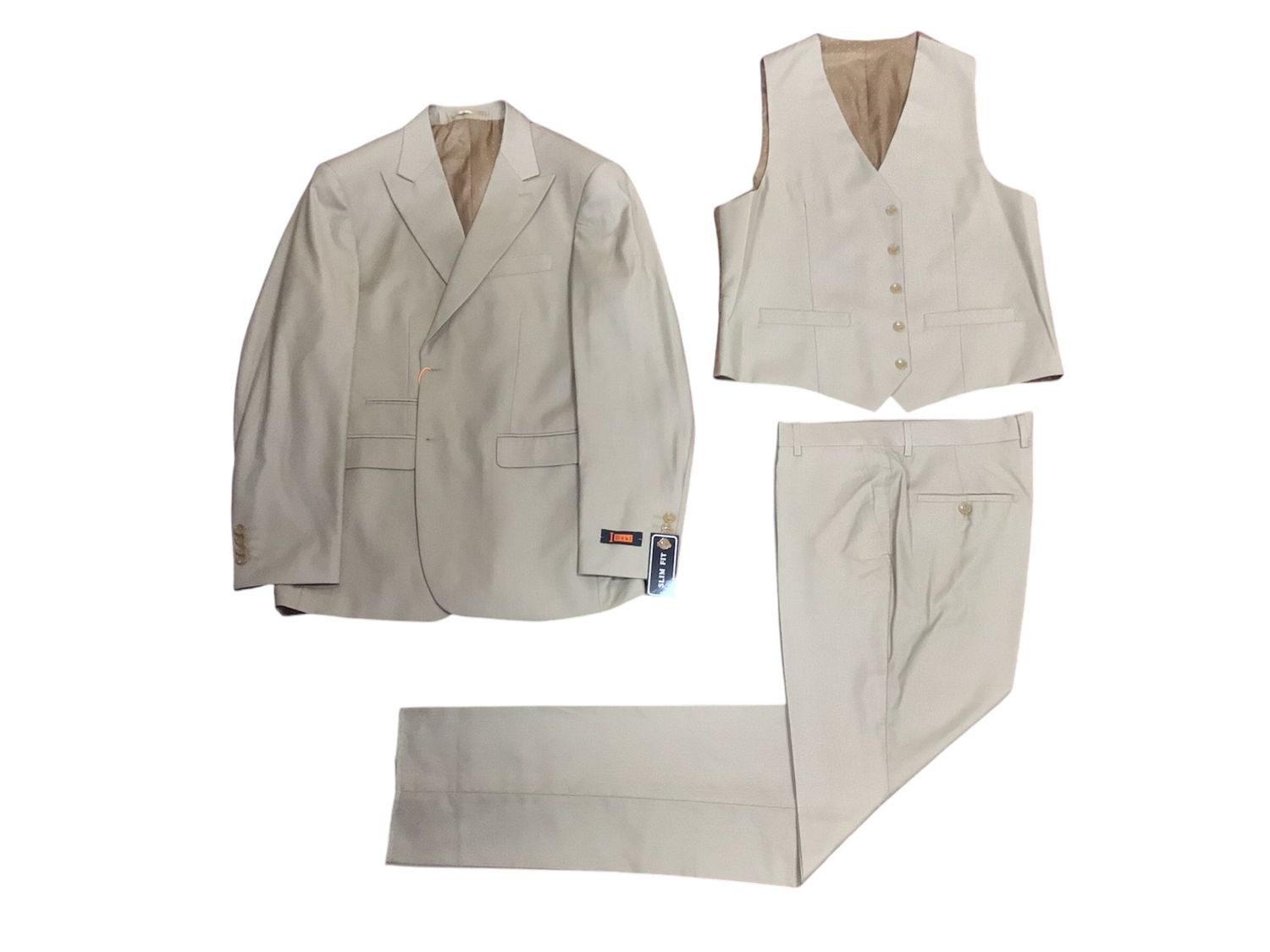 3 PIECE SUIT AND VEST , Color: BEIGE, Size: 48R/42R