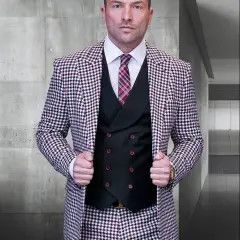 3 PC PLAID HOUNDSTOOTH SUIT 