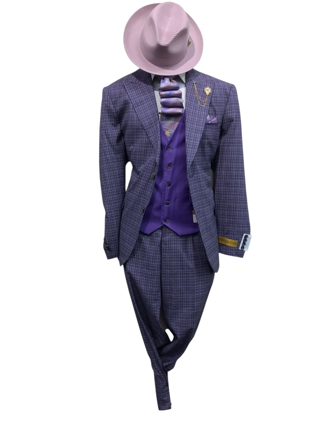 3 PIECE MIR SUIT , Color: GREY W BLUE STRIPS, Size: 42R/36W