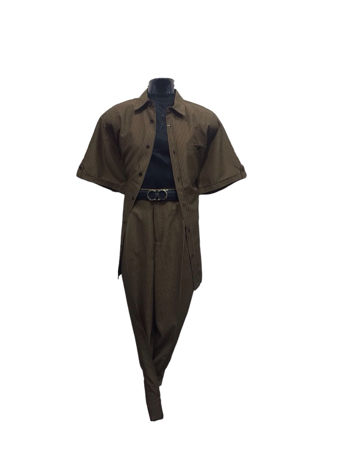 2PC SEERSUCKER STRIPE SUIT , Color: AZTEC, Size: XL/38