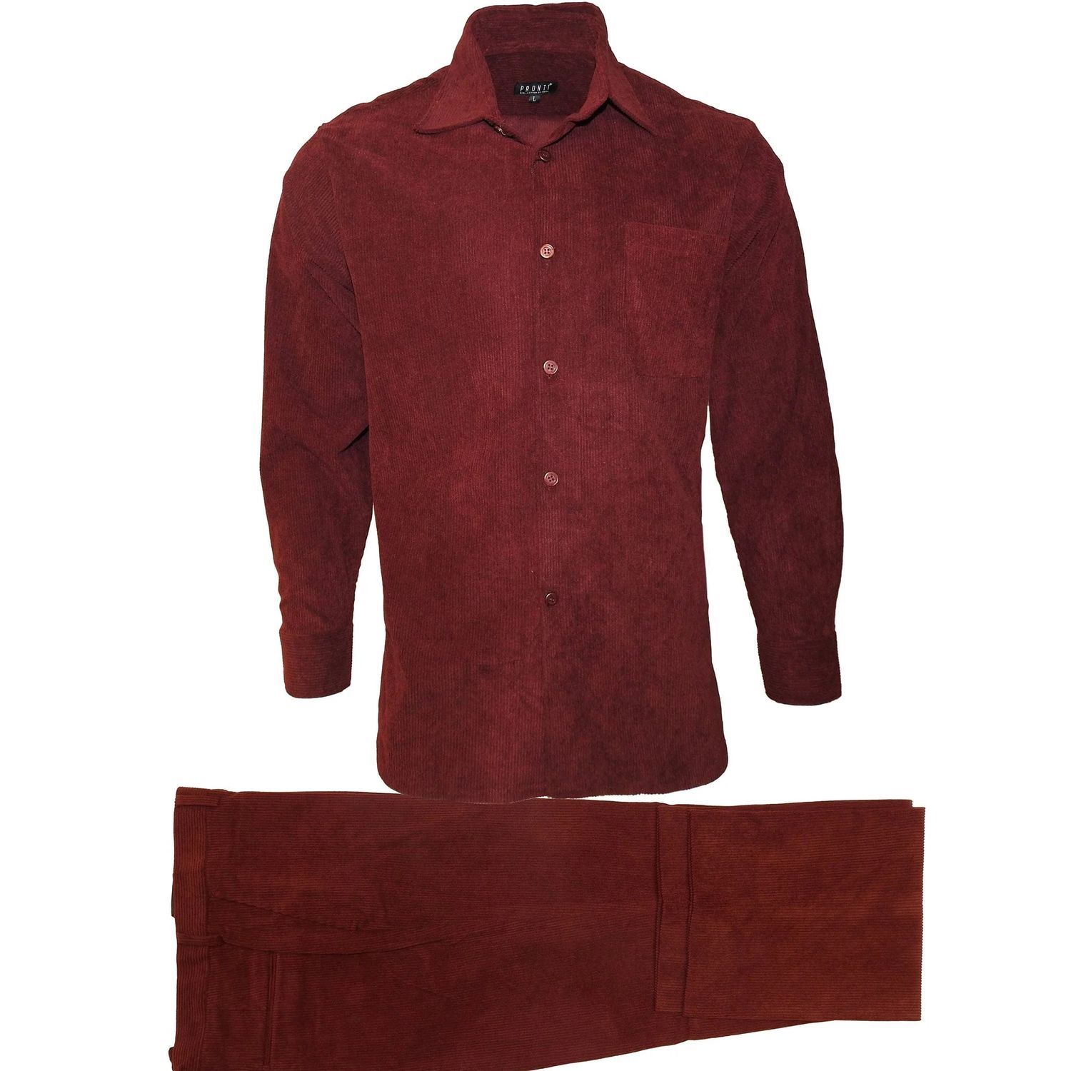 CORDUROY 2PC WALKING SUIT , Color: BURGUNDY, Size: L/36