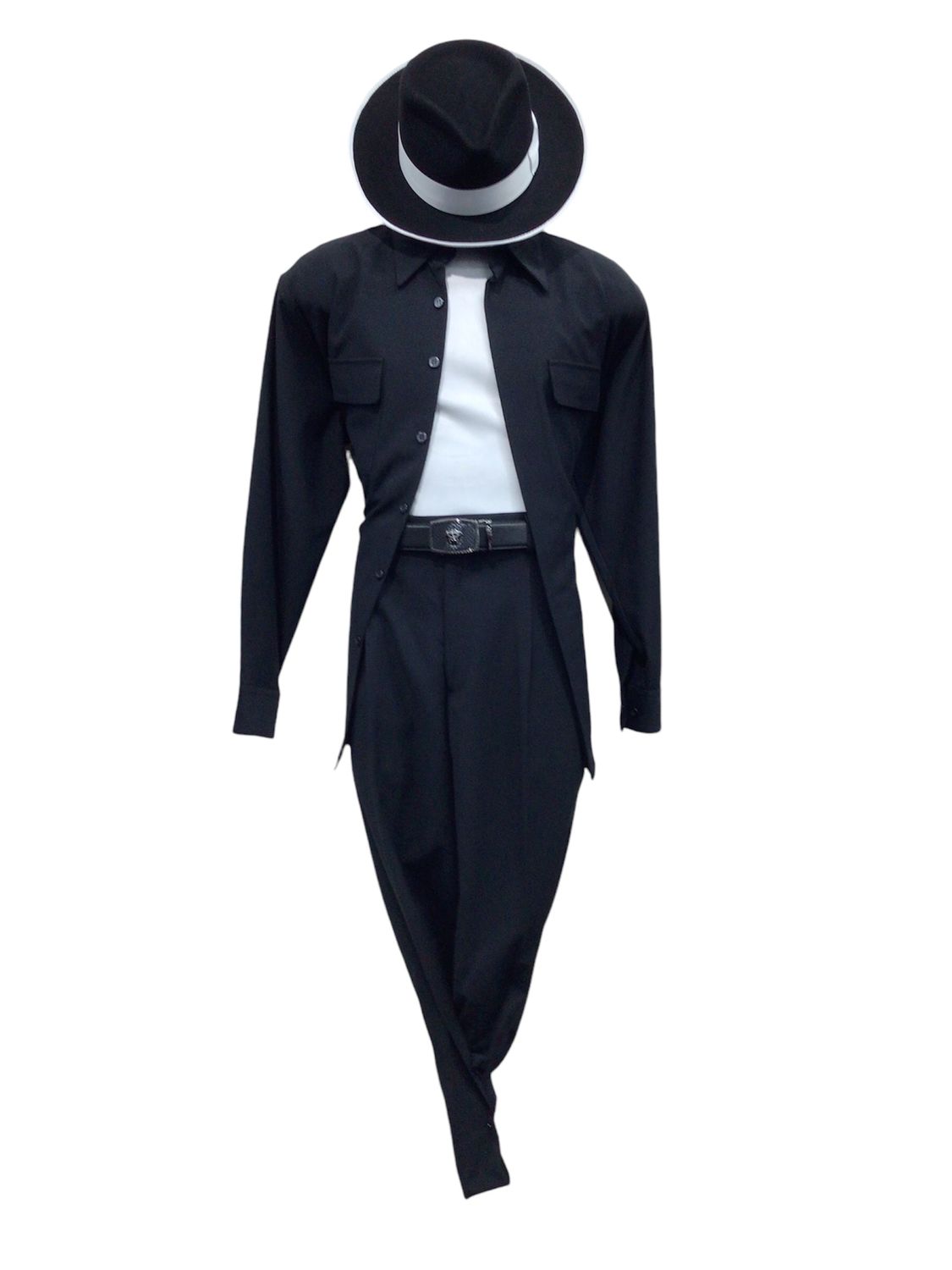 SOLID 2 PIECE SET WITH FRONT POCKETS , Color: BLACK, Size: L/36