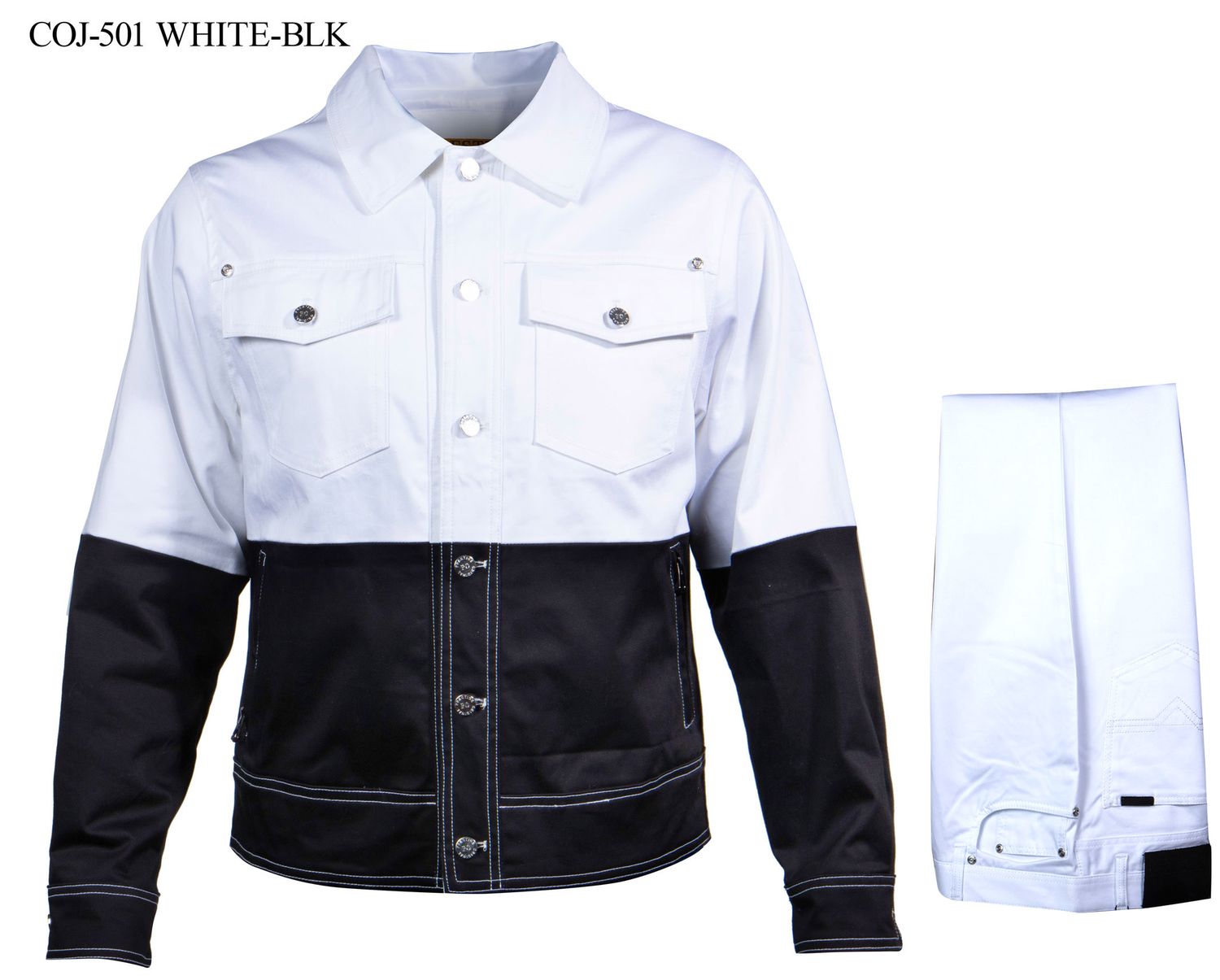 LUXURY 2PC JEANS SET , Color: BLACK &amp; WHITE, Size: 2XL/42