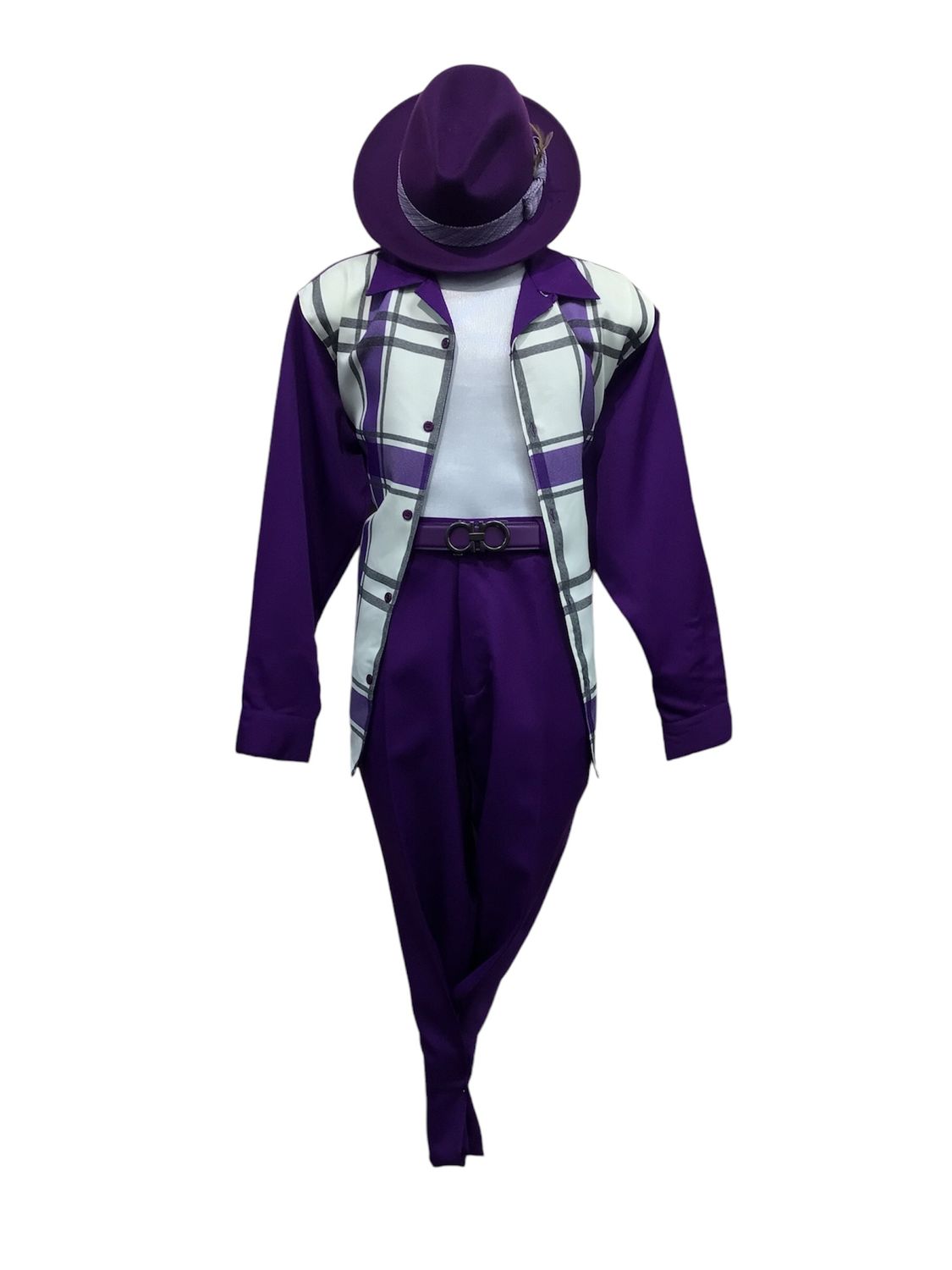2PC WINDOWPANE LIESURE SET , Color: PURPLE, Size: L/34