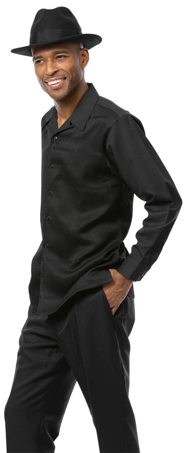 2PC LIESURE SET TONE ON TONE , Color: BLACK, Size: L/36
