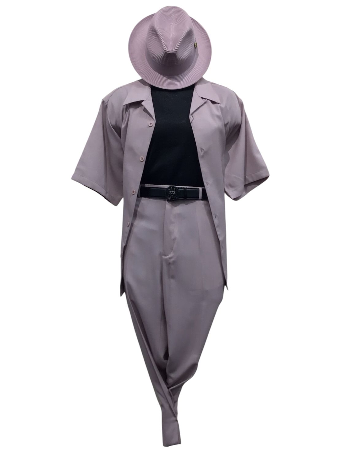 2PC LEISURE SET LINEN LOOK , Color: MAUVE, Size: L/34
