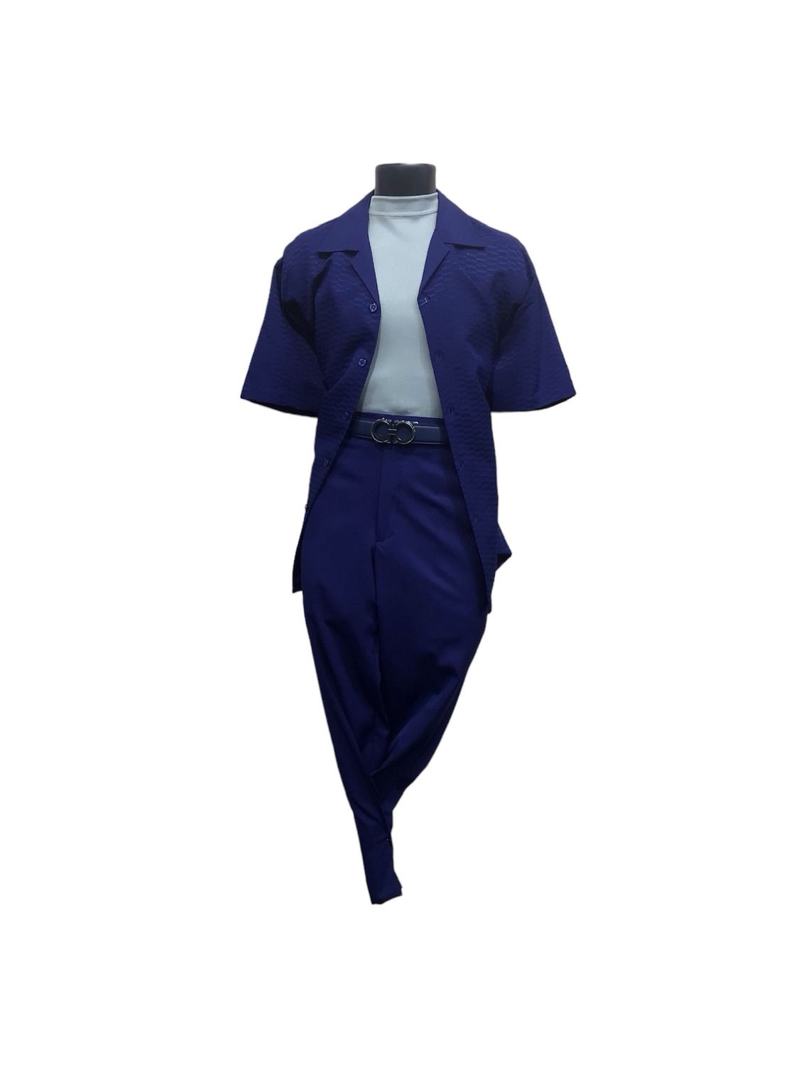 2PC LEISURE SUIT HERRIN BONE , Color: NAVY, Size: M/32W