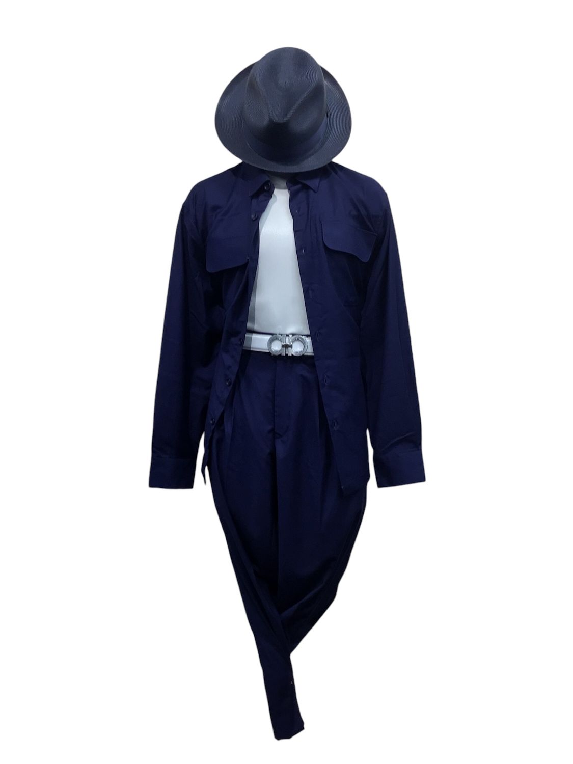 2 PC 2 POCKETS SHIRT AND 2 PLEAT PANTS SET , Color: INK, Size: L/34W