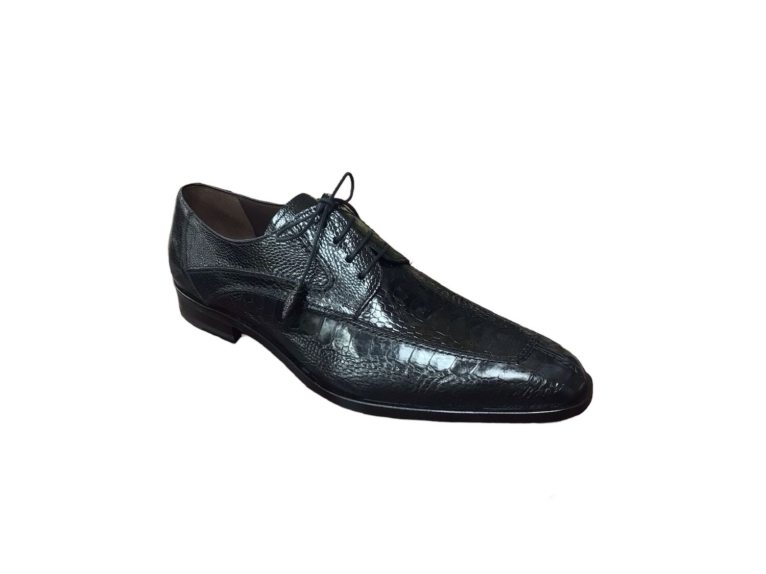 MUNIZ EXOTIC OSTRICH LEATHER OXFORD SHOE , Color: BLACK, Size: 9.5