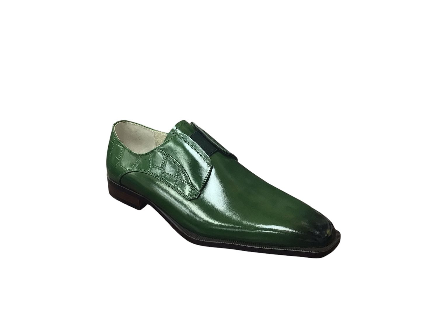 GENUINE LEATHER SLIP ON DRESS SHOE, Color: TOW TONE GREEN, Size: 9.5