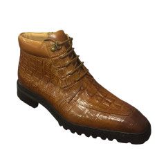 CARRUCCI CROCO EMBOSSED LACE UP BOOT 