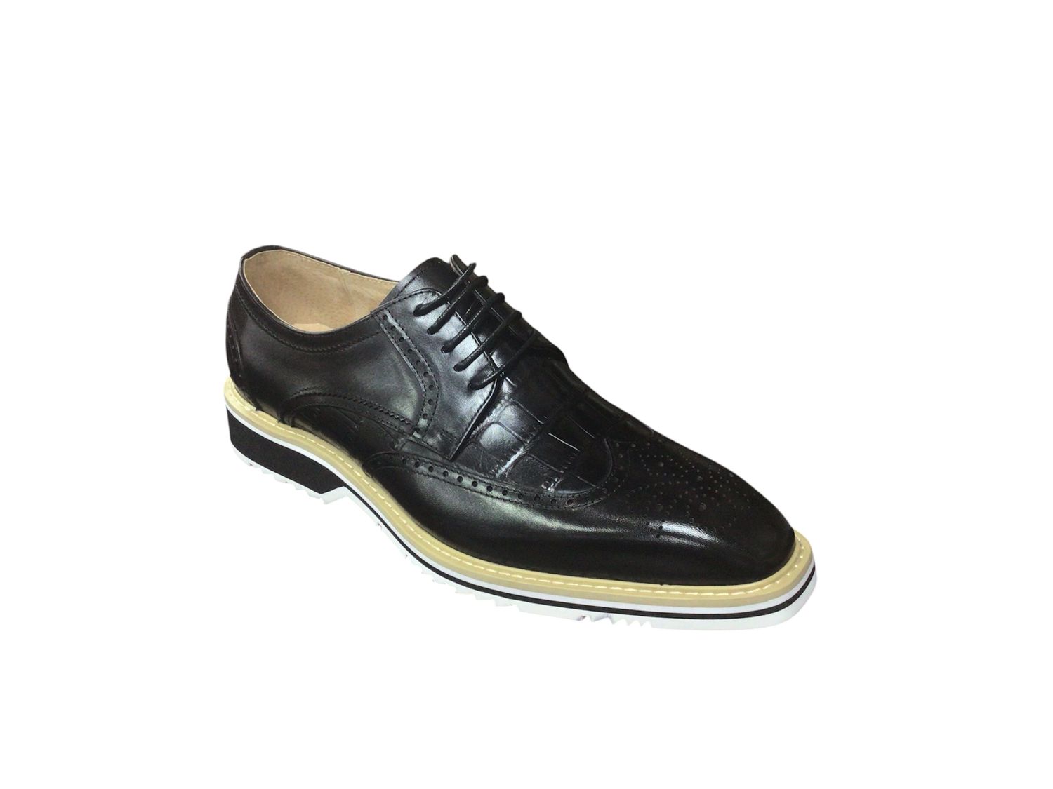 BEAUMONTWINGTIP CROCS PRINT LACE UP SHOE, Color: BLACK, Size: 10