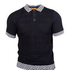 SHORT SLEEVE 3 BUTTON POLO GREEK TEXTURED