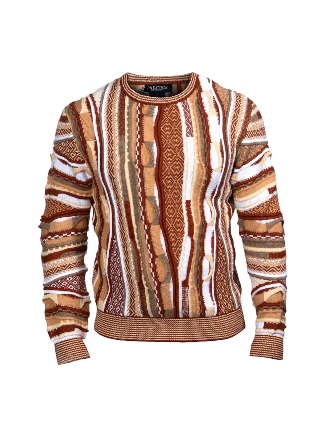 LONG SLEEVE CREW NECK TEXTURE , Color: BRICK, Size: L