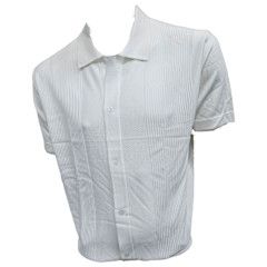 JACQUARD KNIT SHORT SLEEVE BUTTON UP SHIRT