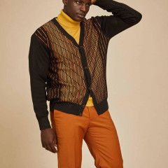 INTARSIA PANEL CARDIGAN