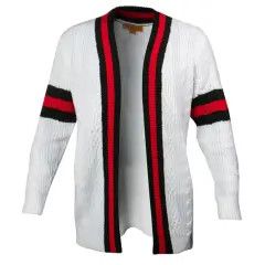 CARDIGAN SWEATER WITH RED/GREEN PATTERN