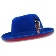 BRIM RED BOTTOM WOOL FELT DRESS HAT