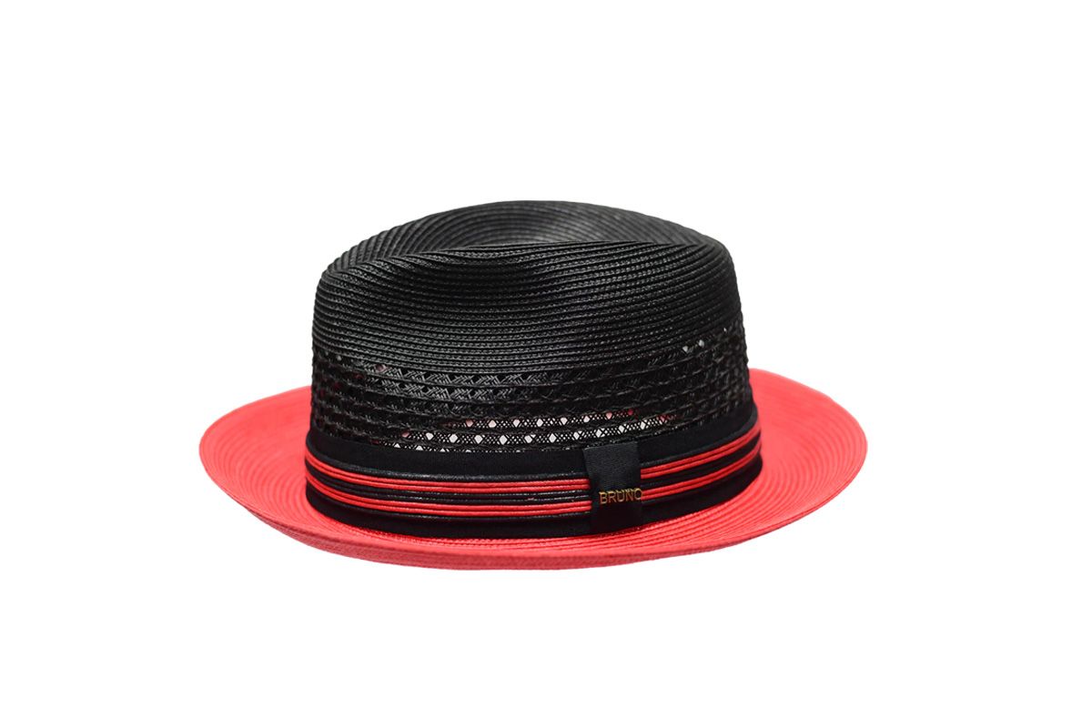 BRUNO CAPELO HOLLYWOOD STRAW HAT , Color: BLACK/RED, Size: M