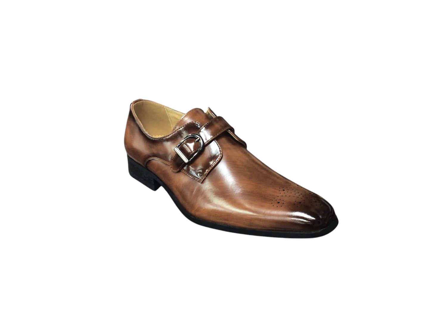 SLIP ON WITH BUCKLE DRESS SHOE, Color: BROWN, Size: 8.5