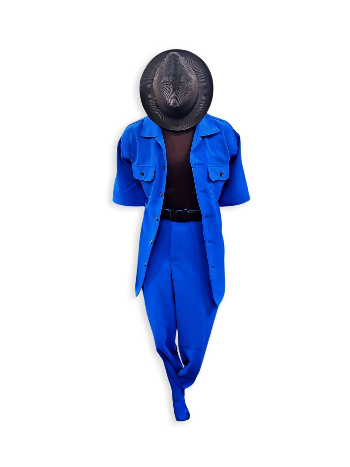 2PC LEISURE SUIT S WAFFLE WEAVE PRINT, Color: ROYAL, Size: L/34