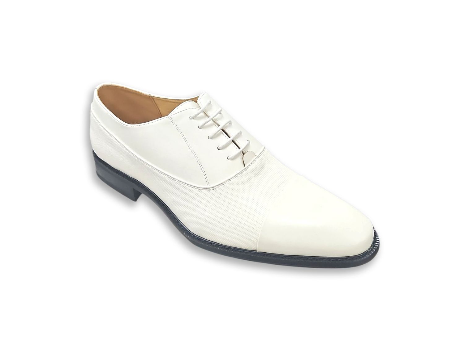 LACE UP CAPTOE OXFORD DRESS SHOE, Size: 8.5, Color: WHITE